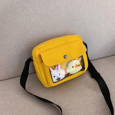 

2019 new fashion rabbit Messenger bag casual simple wild shoulder bag cartoon cute little yellow chicken canvas bag