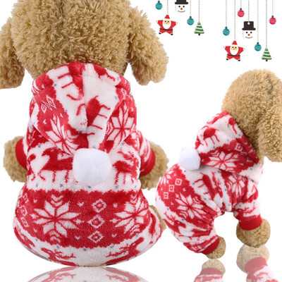 

Merry Christmas Dog Hoodie Winter Fleece Warm Festival Costume 4 Legged Thickening Hooded Coat Reindeer Elk Red Christmas Hoodie