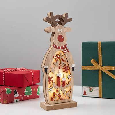 

〖Follure〗LED Light Merry Christmas Wooden Elk Ornaments Decorations For Home Party Gfits