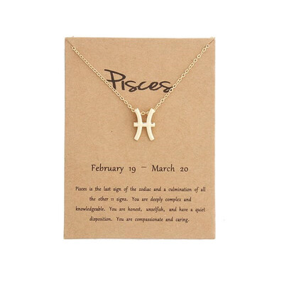 

12 Constellation Zodiac Sign Pendant Necklace Gold Short Chain Choker Leo Libra Necklaces for Womens Girl Jewelry Birthday Gift
