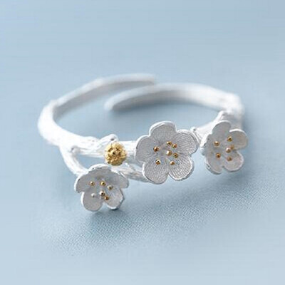 

1PC Women Cute Rings Cherry Blossom Sakula Branch Adjustable Opening Ring yuy