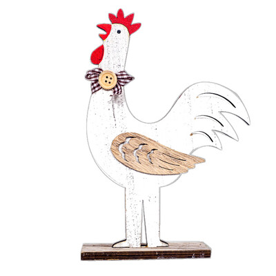 

JPGIF Easter Decorations Wooden Cock Hen Shapes Ornaments Craft Gifts