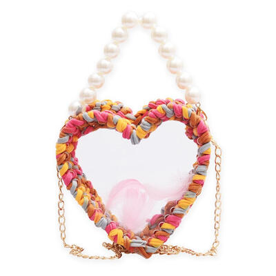 

Plastic Transparent Pearl Shoulder Handbags Women Chain Heart Crossbody Bag