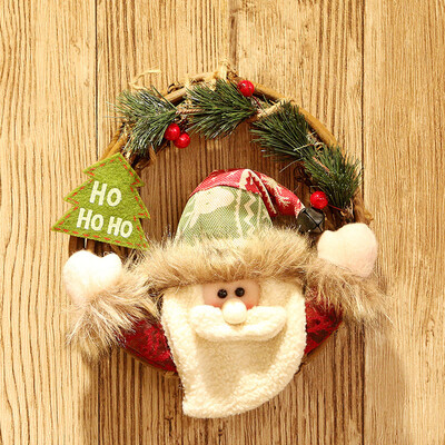 

〖Follure〗Merry Christmas Party Poinsettia Pine Wreath Door Wall Garland Decoration