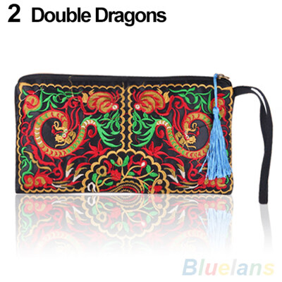 

Women\s Retro Ethnic Embroider Purse Wallet Clutch Card Coin Holder Phone Bag