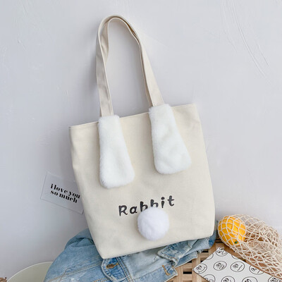 

Tailored Women Fashion Canvas Rabbit Coin Plush Shoulder Messenger Casual Handbag Bags