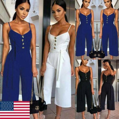 

Womens Jumpsuit Romper Bodycon Club Playsuit Wide Leg Trousers Party Long Pants
