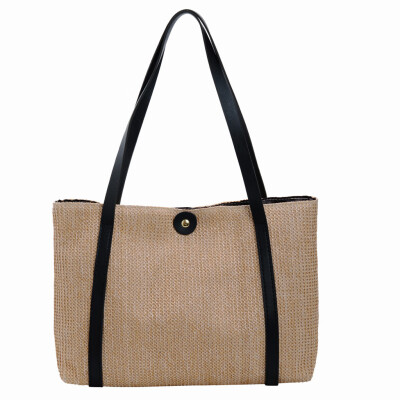 

Women Weaving Tote Shoulder Bags Ladies Casual Handbag Hasp Pure Color Shopping Bag High Capacity Totes Bolsas YJ