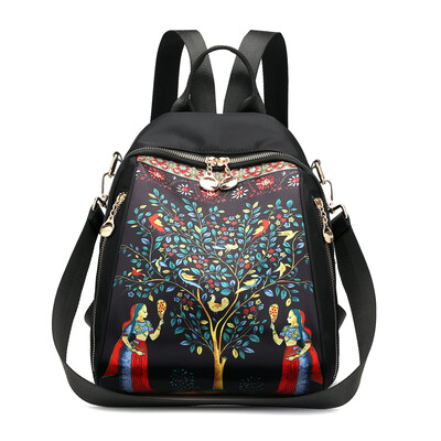 

Double shoulder bag female Oxford leisure fashion printing travel canvas small backpack Korean version 100