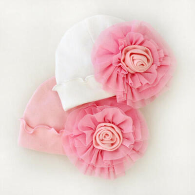 

USA Newborn Infant Baby Girls Soft Cotton Hospital Cap Big Flower Princess Hats