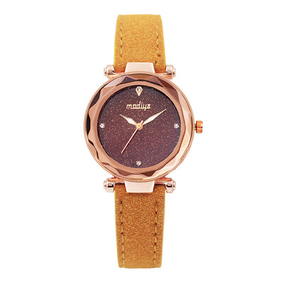 

RM Fashion Starry Sky Mosaic Diamond Leather Belt Watch Woman Quartz Watch