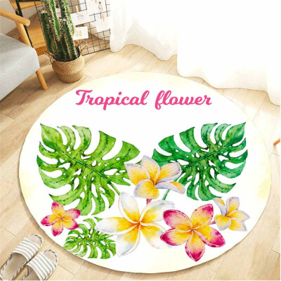 

Toponeto Tropical Plant leaves Pattern Round Flannel Bathroom Kitchen Carpet 80cm