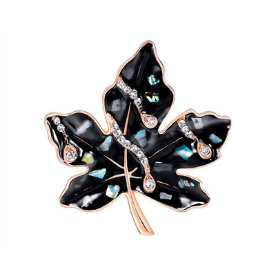 

Maple Leaf Shape Rhinestone Alloy Women Men Brooch Shirt Jacket Decorative Corsage Badge Pin