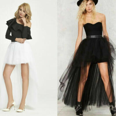 

US Women Mesh Tutu Tulle Elastic Tuxedo Skirt Prom Wedding Evening Party Dress