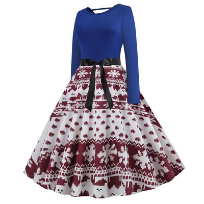 

F5350 cross-border Christmas explosions autumn&winter round neck long-sleeved solid color upper body contrast color snowflake
