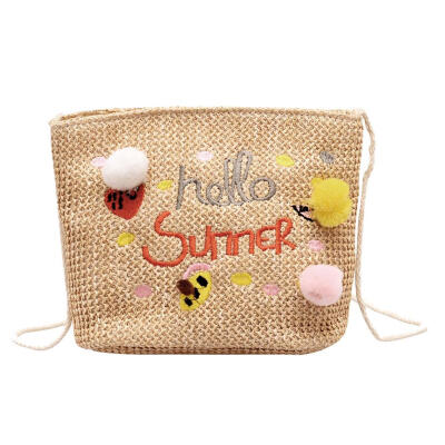 

Printing Beach Straw Shoulder Bags Girls Messenger Women Crossbody Handbags