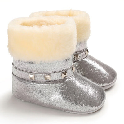 

Autumn Winter Baby Girl PU Boots Casual Shoes First Walkers Newborn Cute Cotton Non-slip Soft Sole Shoe