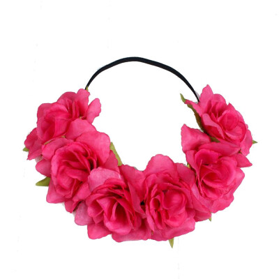 

〖Follure〗Large Rose Flower Forehead Hair Headband Hair Crown Summer Festival Garland