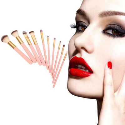 

〖Follure〗10PC Wooden Cosmetic Makeup Brush Brushes Set Foundation Powder Eyeshadow