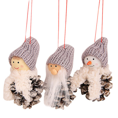 

〖Follure〗Christmas Creative Old Man Doll Small Hanging White Pine Cone Doll Hanging 3 Pie