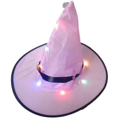 

LED Light Up Halloween Witch Hat Battery Powered Glowing In Dark Party Hat Hanging Halloween Decoration Party Supplies 5 Color