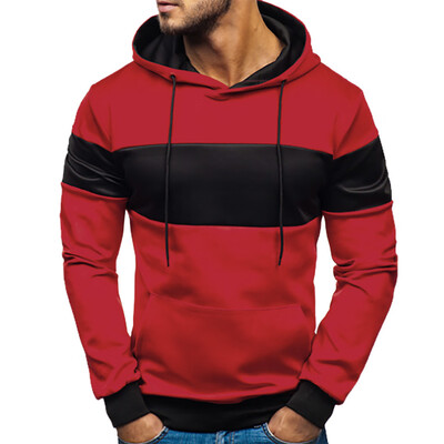 

Toponeto Mens New Fashion Casual Patchwork Slim Fit Hoodie Outwear Blouse Sweatshirt