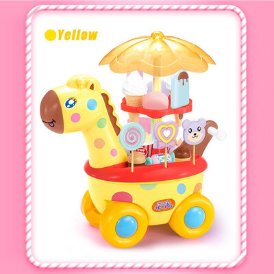 

Siaonvr Kids Giraffe Simulation Mini Candy Sweet Ice Cream Trolley Shop Pretend Play Set