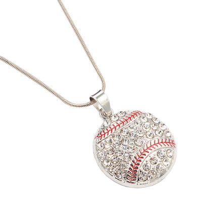 

Charm Jewelry New Style Lovely 3D Baseball Rhinestone Pendant Necklace