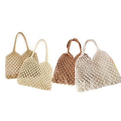 

Minimalist Artsy Vintage Mori Fashionable Hollow Out Weave Bag Vacationing Beach Summer Cotton Handbags Beautiful&Elegant Well