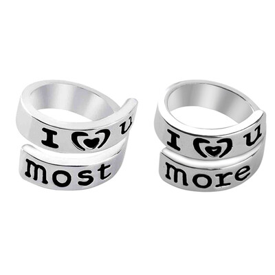 

2pcs Couple Ring I Love U More I Love U Most&quot Printed Letter Promise Rings for Couple Finger Ring Valentine Gift