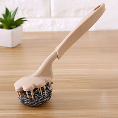 

〖Follure〗Stainless Steel Wire Ball Washing Pot Brush With Handle Cleaning Ball Brush