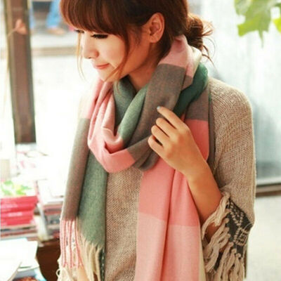

Womens Fashion Winter Long Soft Plaid Warm Cashmere-like Tartan Shawl Scarf