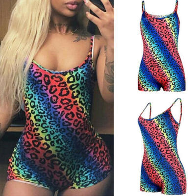 

Fashion Womens Romper Shorts Mini Jumpsuit Leopard Bodycon Sleeveless Playsuit