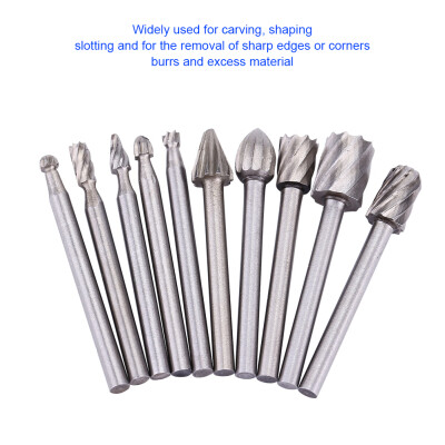 

Greensen 10pcs High Speed Steel Burrs Rotary Files Woodworking Carving Tool Set 3mm Round ShankBurr Rotary Burr