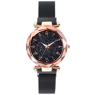 

Roman Number Starry Sky Watch For Women Luxury Brand Megnet Mesh Band Stainless Steel Quartz Wristwatch Ladies Elegant Watches