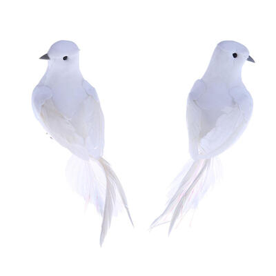 

2pcs White Feather Artificial Foam Doves Lover Peace Doves Bird Home Decor