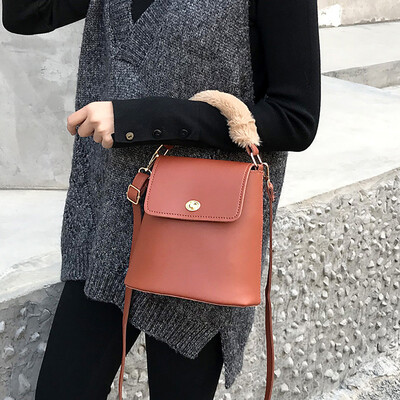 

Tailored Women Retro Lock Bucket Bag Flip Handbag Joker Shoulder Diagonal Bag