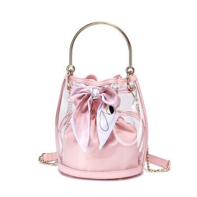 

Marsoul Jelly Bag ladies bag fashion bow Messenger bag handbag transparent transparent bag bucket bag