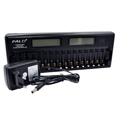 

PALO PL-NC31 Universal Intelligent Battery Charger Two 3 Inch LCD Display Speedy Smart Charger w 16 Battery Slots for 12V Ni-MH