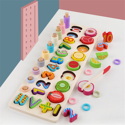 

YIWULAWooden Puzzle Number Count Matching Math Learning Educational Counting Kids Toys