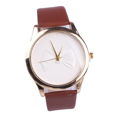 

Belt ladies casual PU watch simple scale bow dial