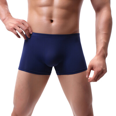 

Tailored Mens Sexy Underpants Pure Color Breathable Patchwork Ice-silk Underwear