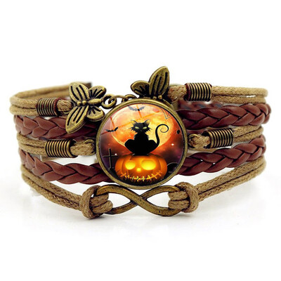 

Styles Women Halloween Time Gemstone Bracelet Butterfly Wristband Lovers Gift