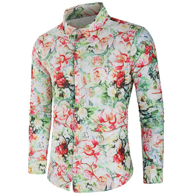 

Long Sleeves Flowers Print Shirt