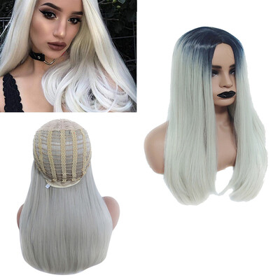 

〖Follure〗Women Sexy Gradient White Long Sexy Wig Wavy Hairstyle Synthetic Costume Wigs