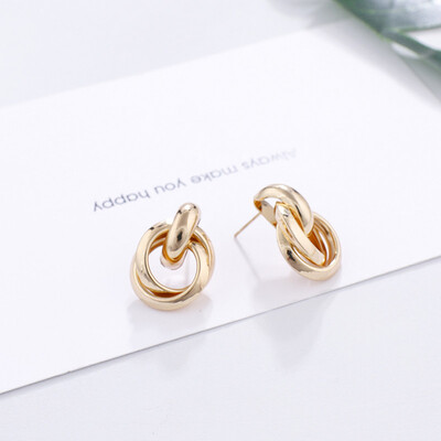 

Flashbuy Metal Twist Stud Earrings For Women Geometric Gold Jewelry Alloy Earrings Multicolour Girls Fashion Wedding Accessories