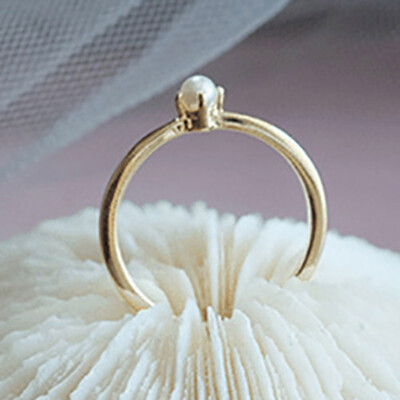 

Dainty Ring For Women Opal Simple Ring Thin Gold Finger Ring Female Engagement Ring Bead Jewelry