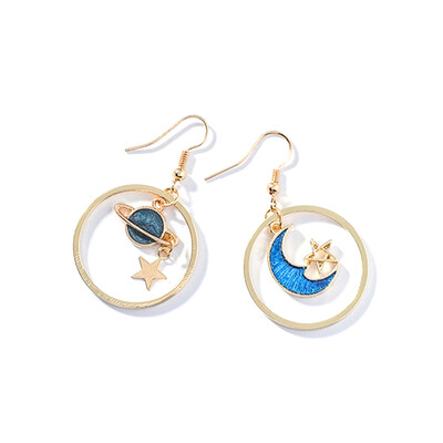 

1 Pair Unique Star Moon Planet Dangle Drop Earrings Fashion Alloy Hook Earring Women Jewelry Accessories Gifts