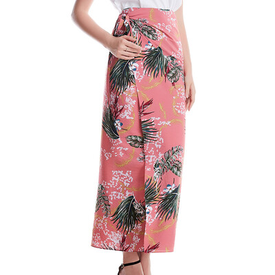 

Womens Summer Beach Casual Printed Maxi Skirt Retro Boho Holiday Loose Bottoms