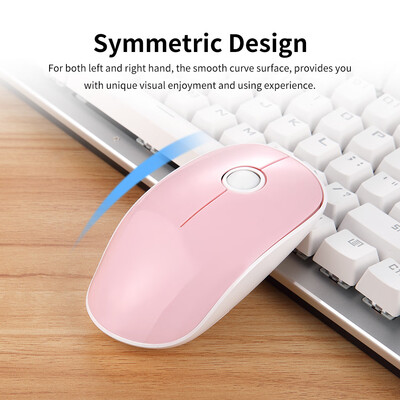 

FD V8 24G Wireless Mute Mouse Plug & Play Slim Mice Optical Tracking Power Saving Smooth Scroll Wheel for Laptop PC Pink